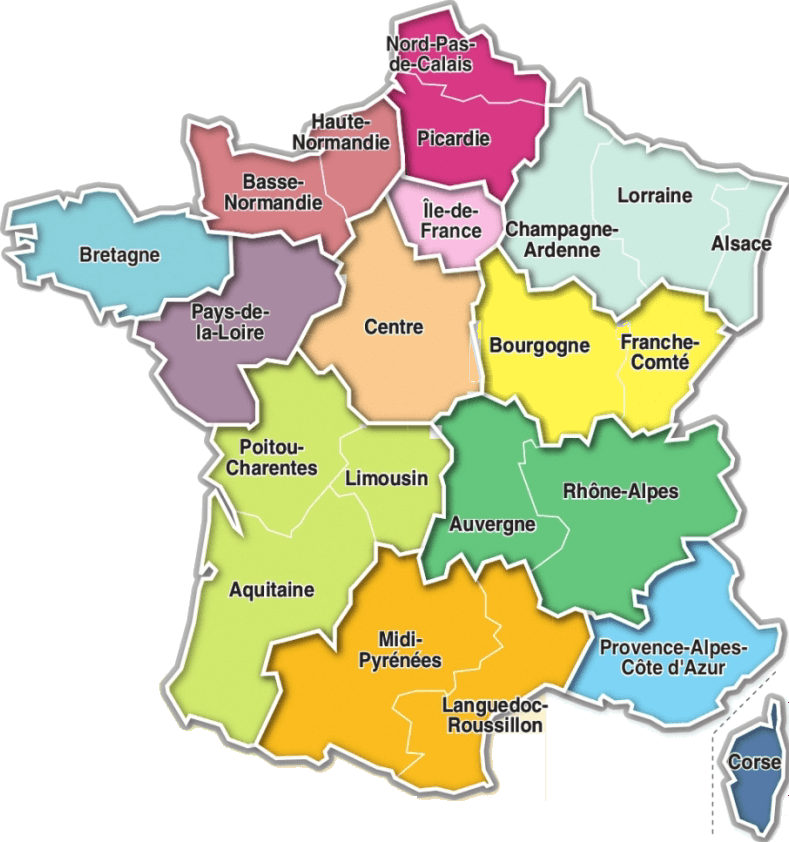 Frankrijk Kaart Regio Kaart